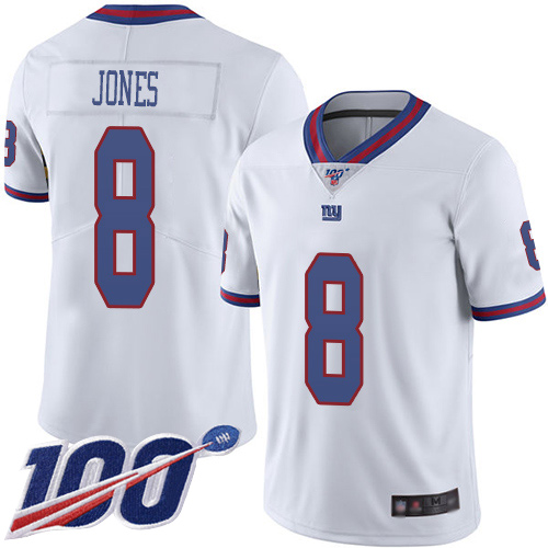 Men New York Giants #8 Daniel Jones Limited White Rush Vapor Untouchable 100th Season Football NFL Jersey->new york giants->NFL Jersey